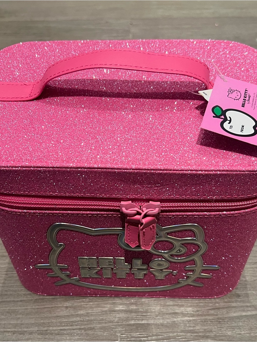 Hello Kitty Holographic Logo Pink Glitter Makeup Bag - Picture 2 of 4